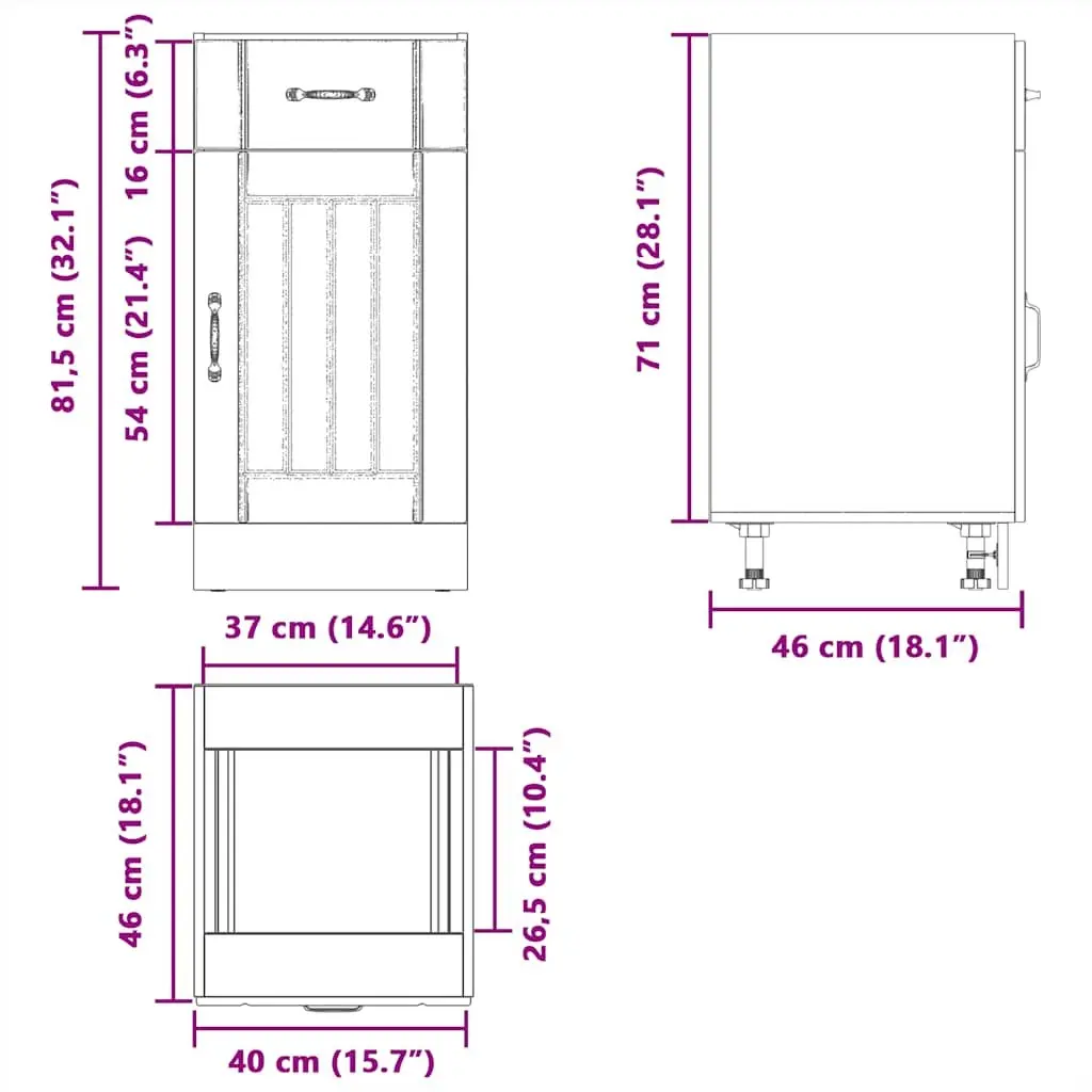 White Kitchen Base Cabinet Made of Engineered Wood