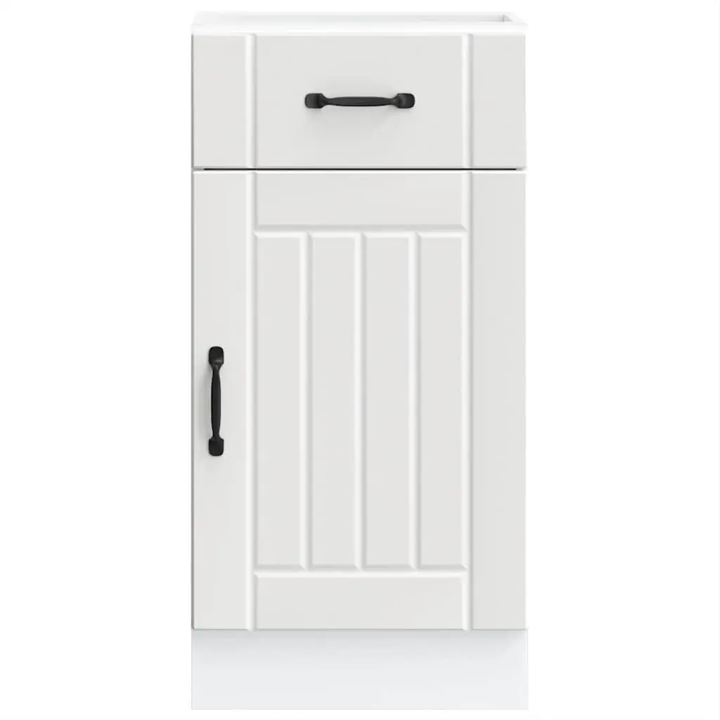 White Kitchen Base Cabinet Made of Engineered Wood