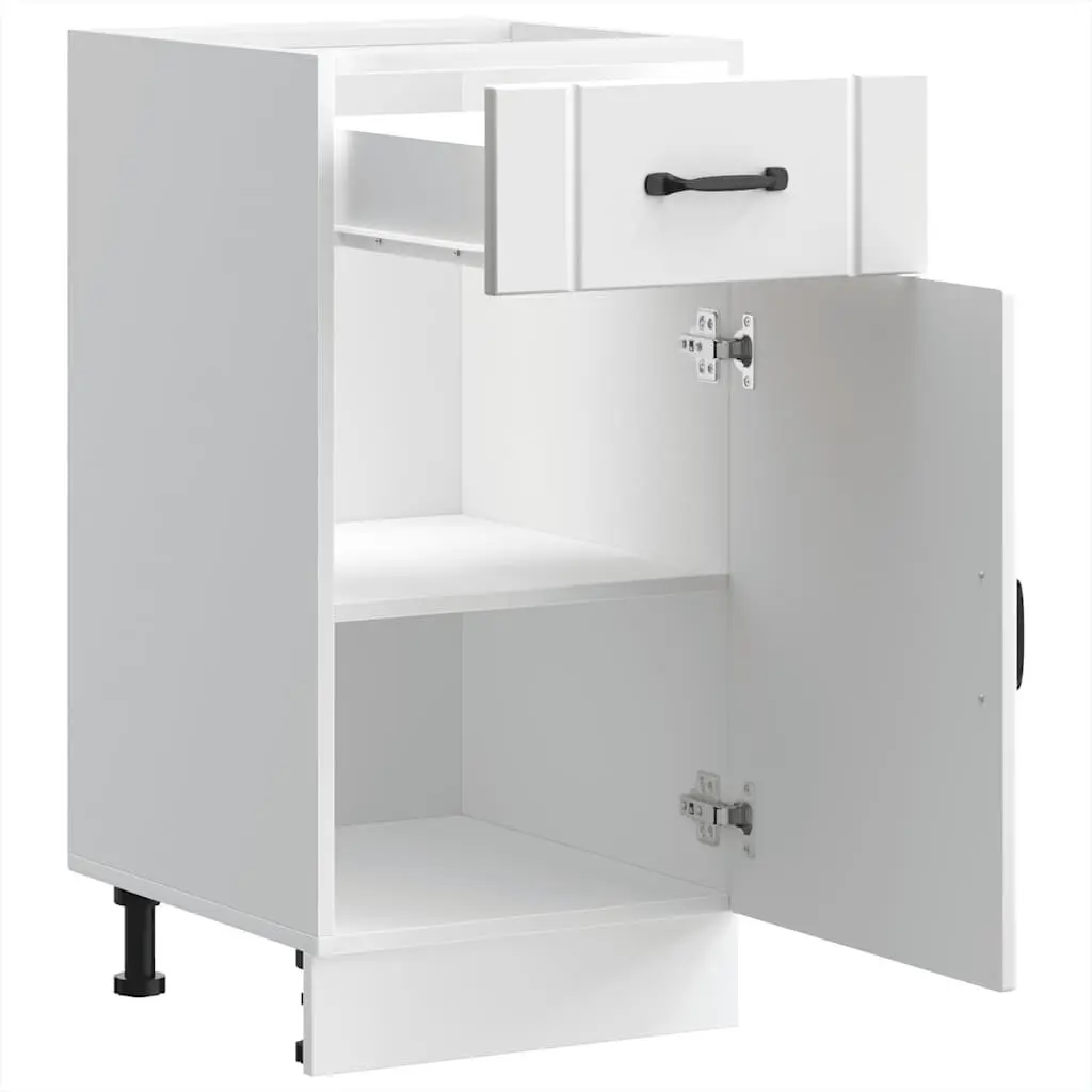 White Kitchen Base Cabinet Made of Engineered Wood