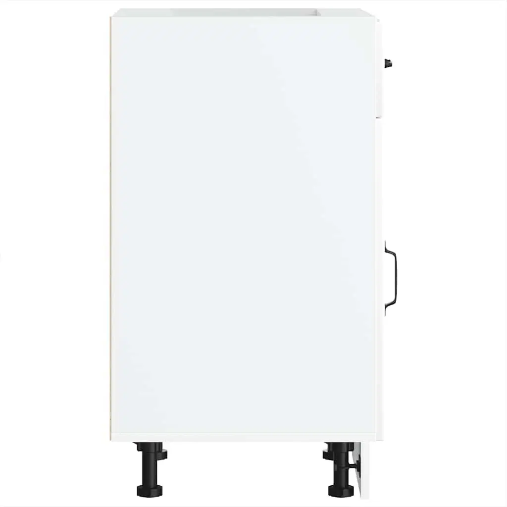 White Kitchen Base Cabinet Made of Engineered Wood