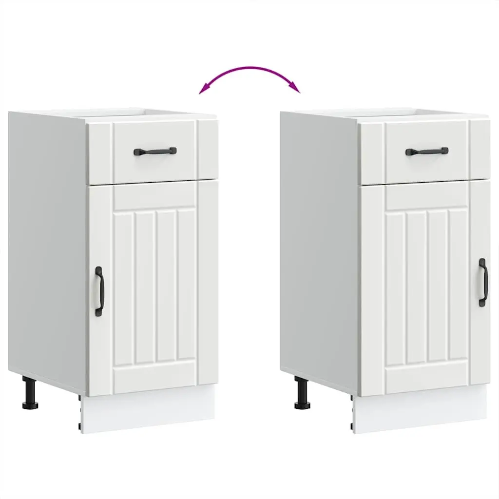 White Kitchen Base Cabinet Made of Engineered Wood