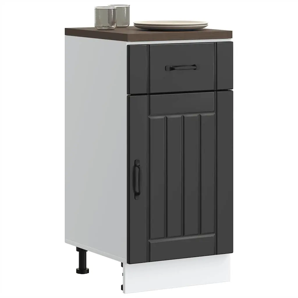 Black Engineered Wood Sink Unit Kitchen Base Cabinet with Adjustable Feet for Storage