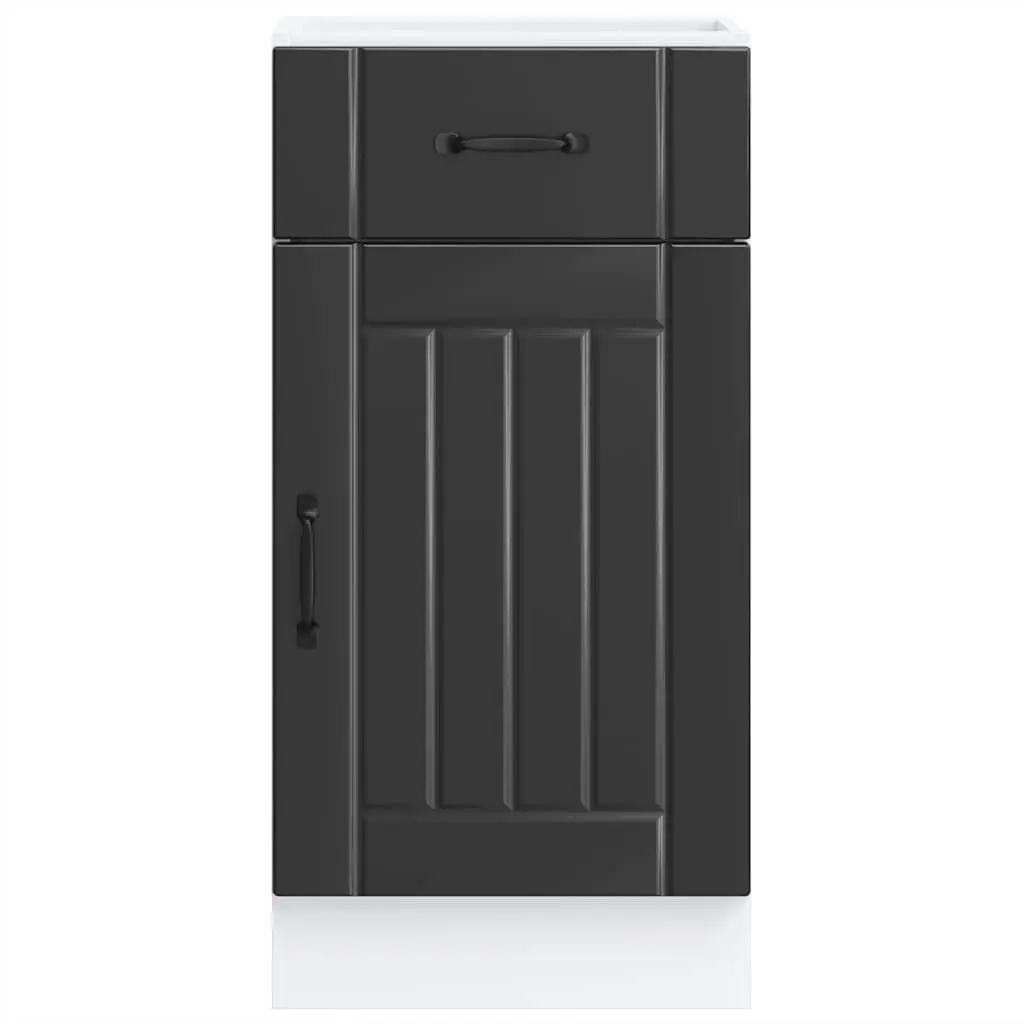 Black Engineered Wood Sink Unit Kitchen Base Cabinet with Adjustable Feet for Storage