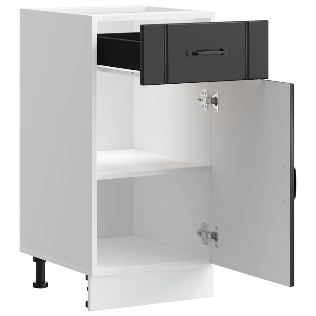 Black Engineered Wood Sink Unit Kitchen Base Cabinet with Adjustable Feet for Storage