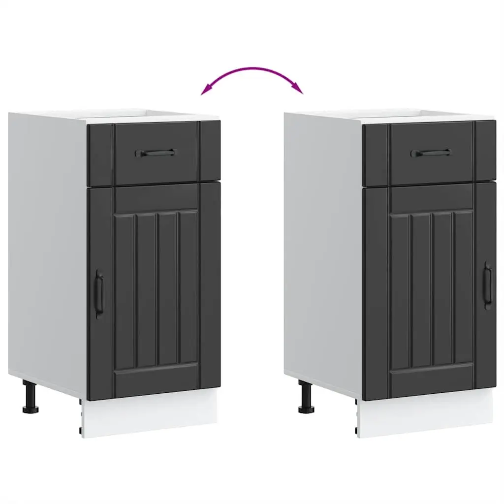 Black Engineered Wood Sink Unit Kitchen Base Cabinet with Adjustable Feet for Storage