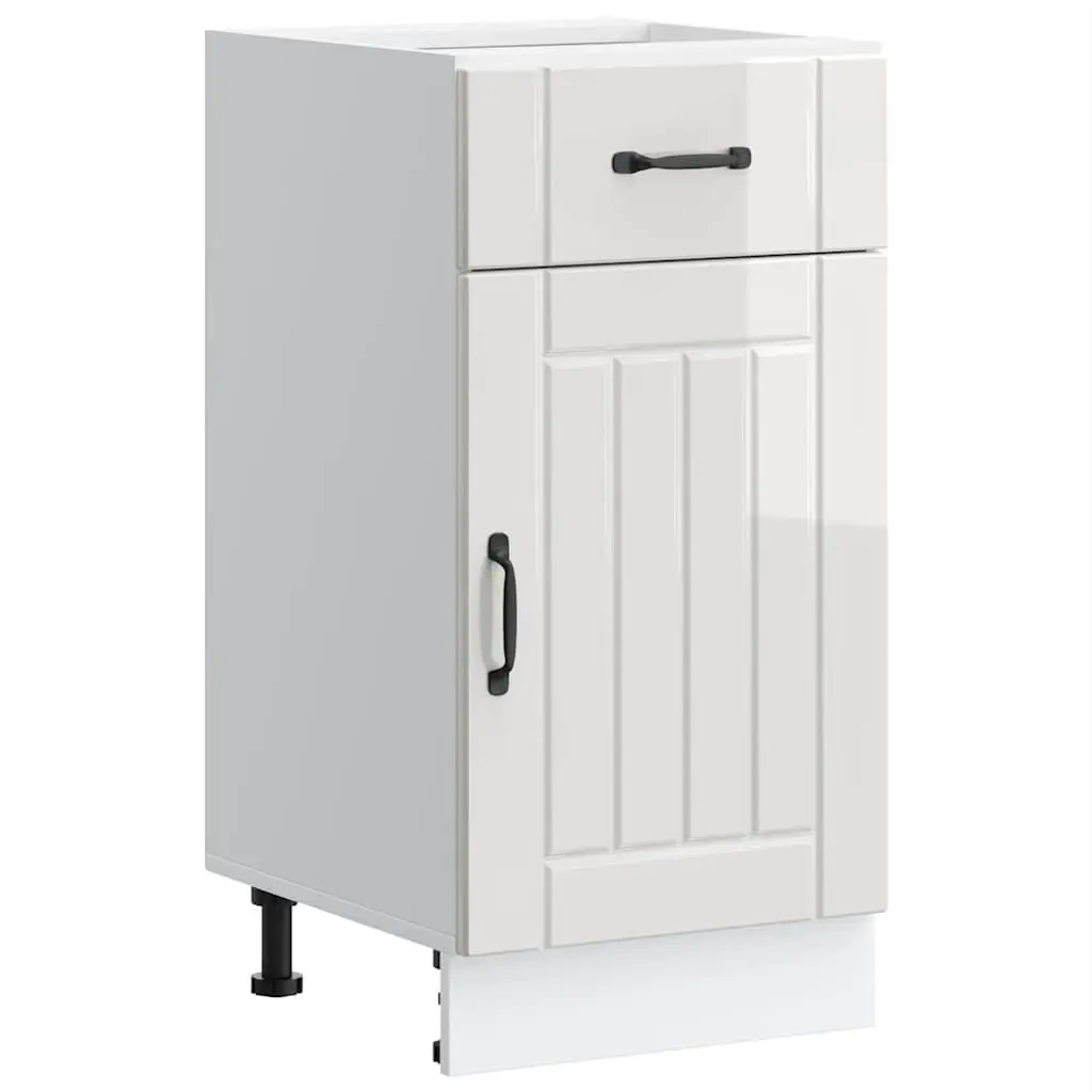 High Gloss White Engineered Wood Sink Base Cabinet Storage Unit for Kitchen with Doors