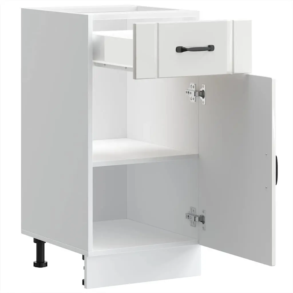 High Gloss White Engineered Wood Sink Base Cabinet Storage Unit for Kitchen with Doors
