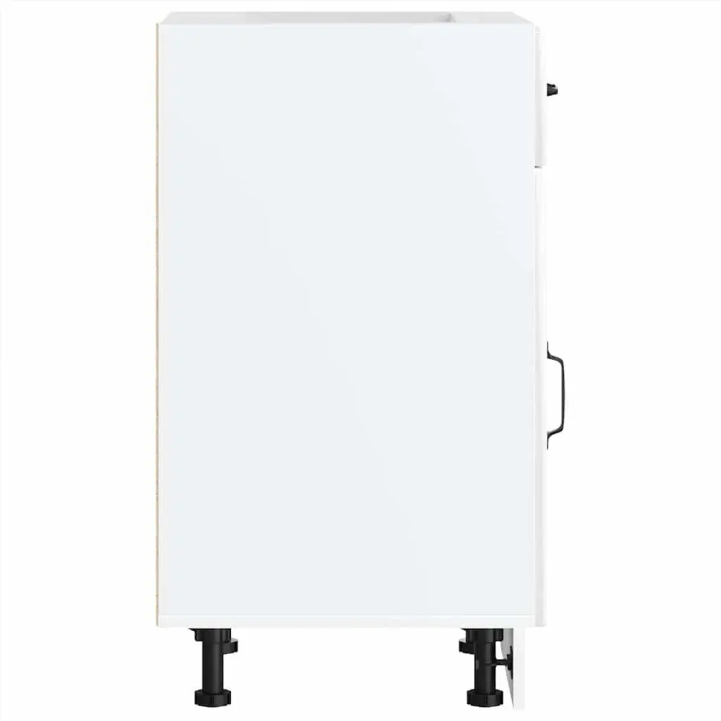 High Gloss White Engineered Wood Sink Base Cabinet Storage Unit for Kitchen with Doors