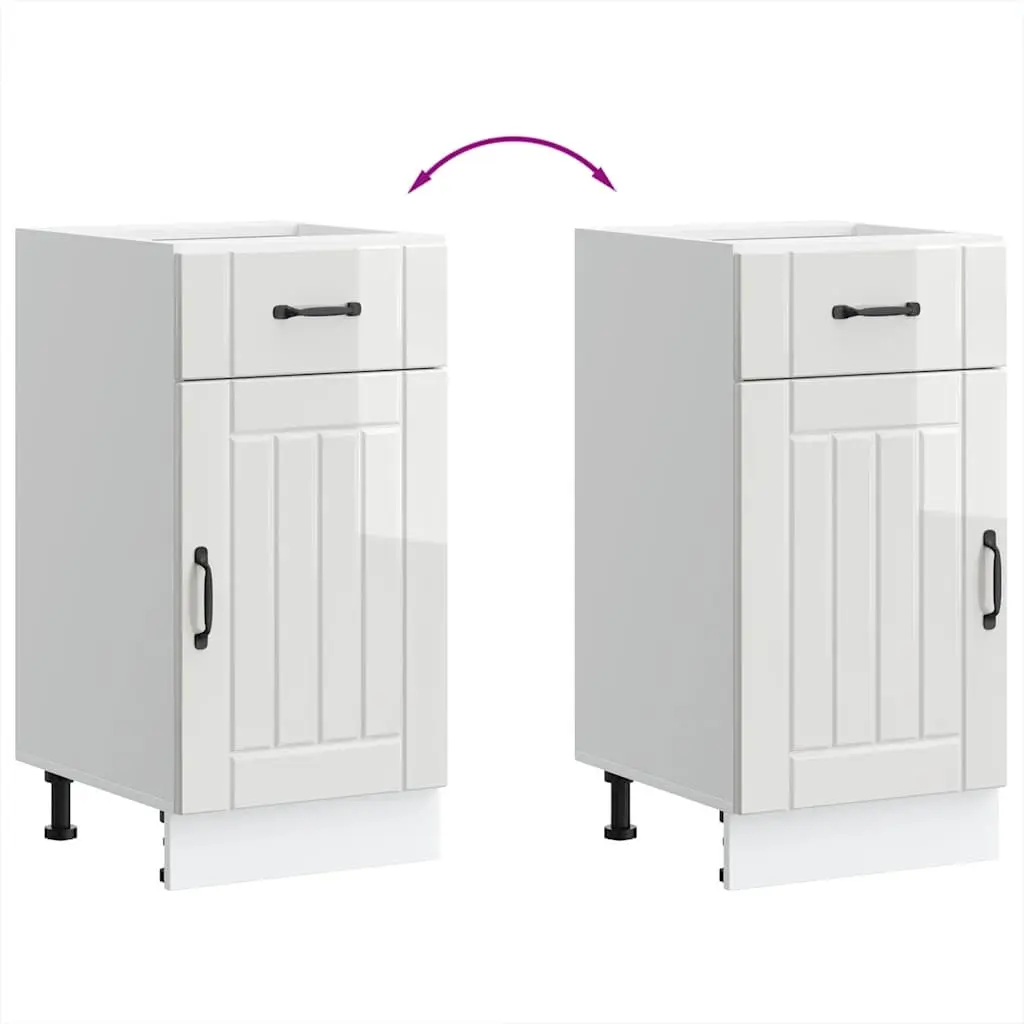 High Gloss White Engineered Wood Sink Base Cabinet Storage Unit for Kitchen with Doors