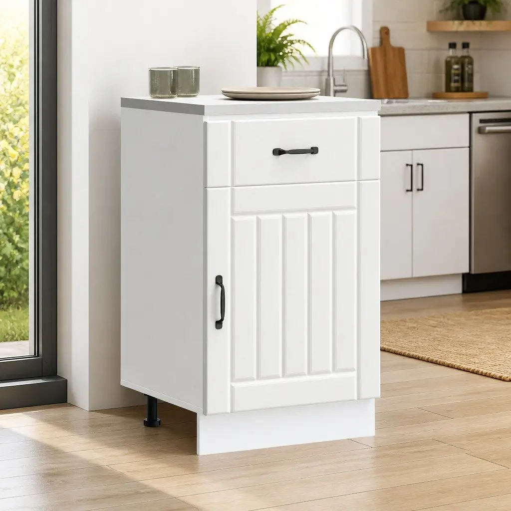 White Engineered Wood Kitchen Cabinet