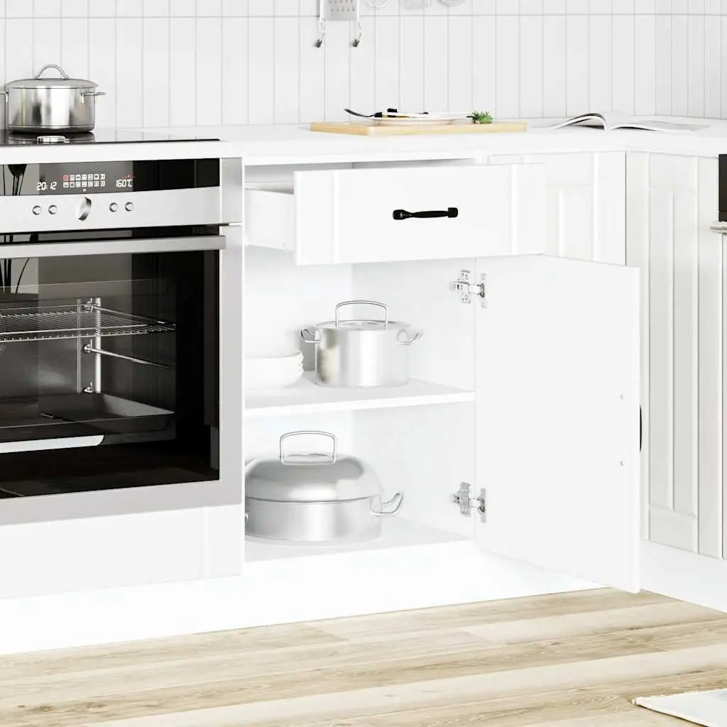 White Engineered Wood Kitchen Cabinet