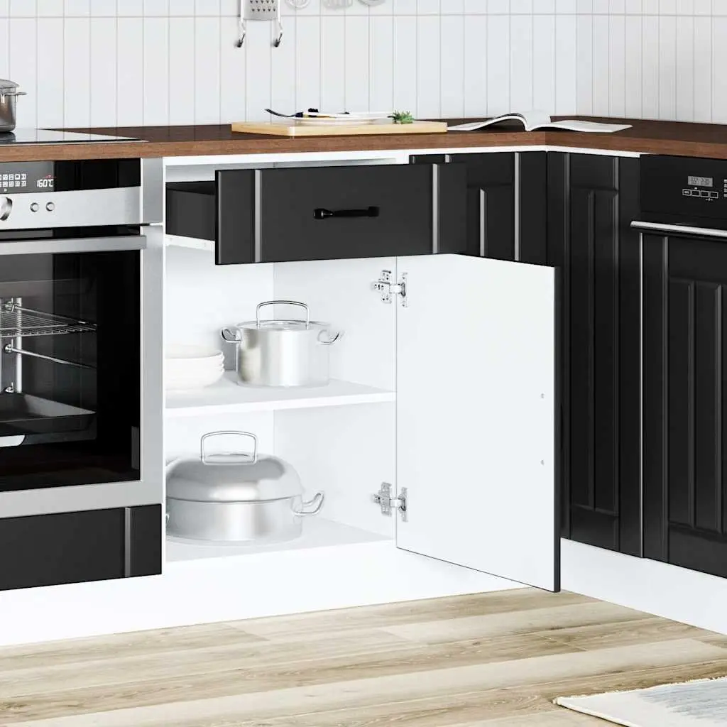 Black Engineered Wood Kitchen Cabinet