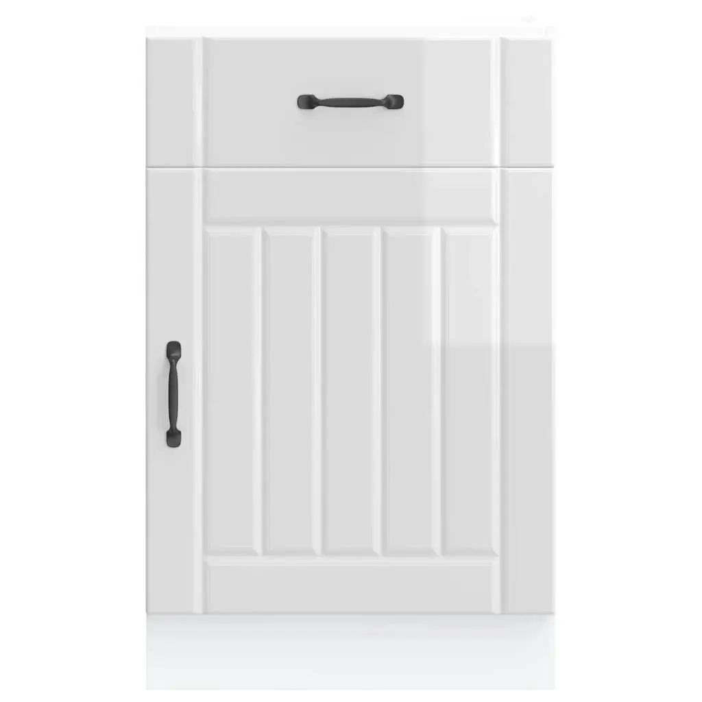 Kitchen Base Cabinet Sink Unit White High Gloss Engineered Wood 30 Inch