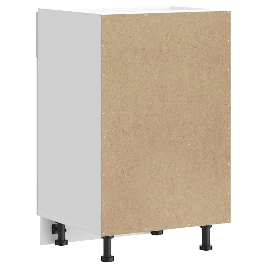 Kitchen Base Cabinet Sink Unit White High Gloss Engineered Wood 30 Inch