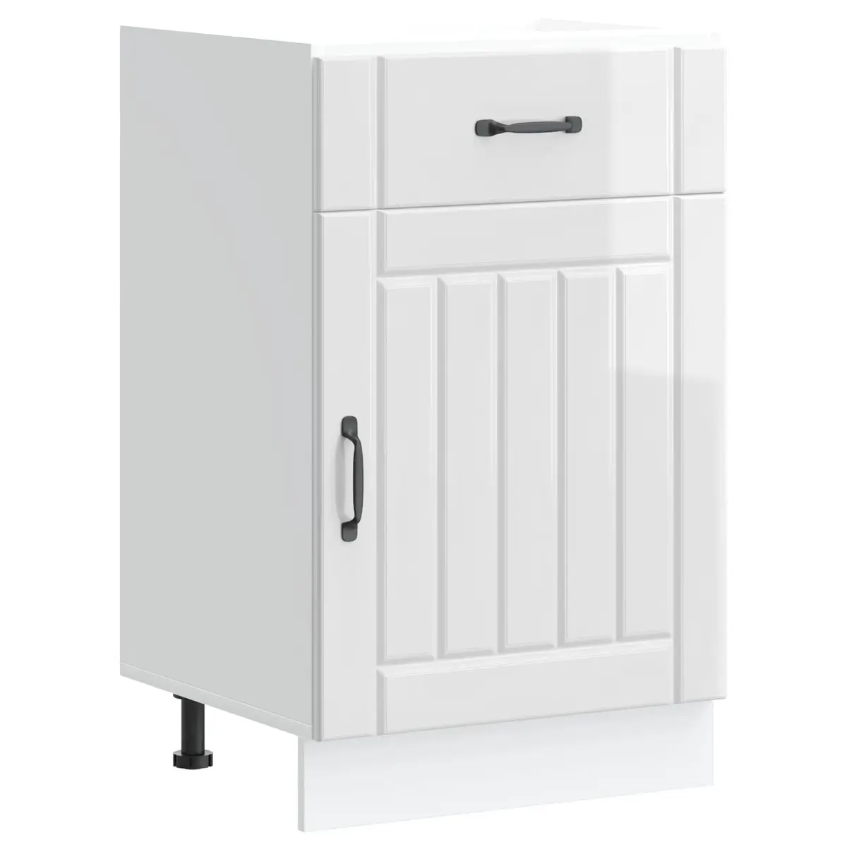 Kitchen Base Cabinet Sink Unit White High Gloss Engineered Wood 30 Inch
