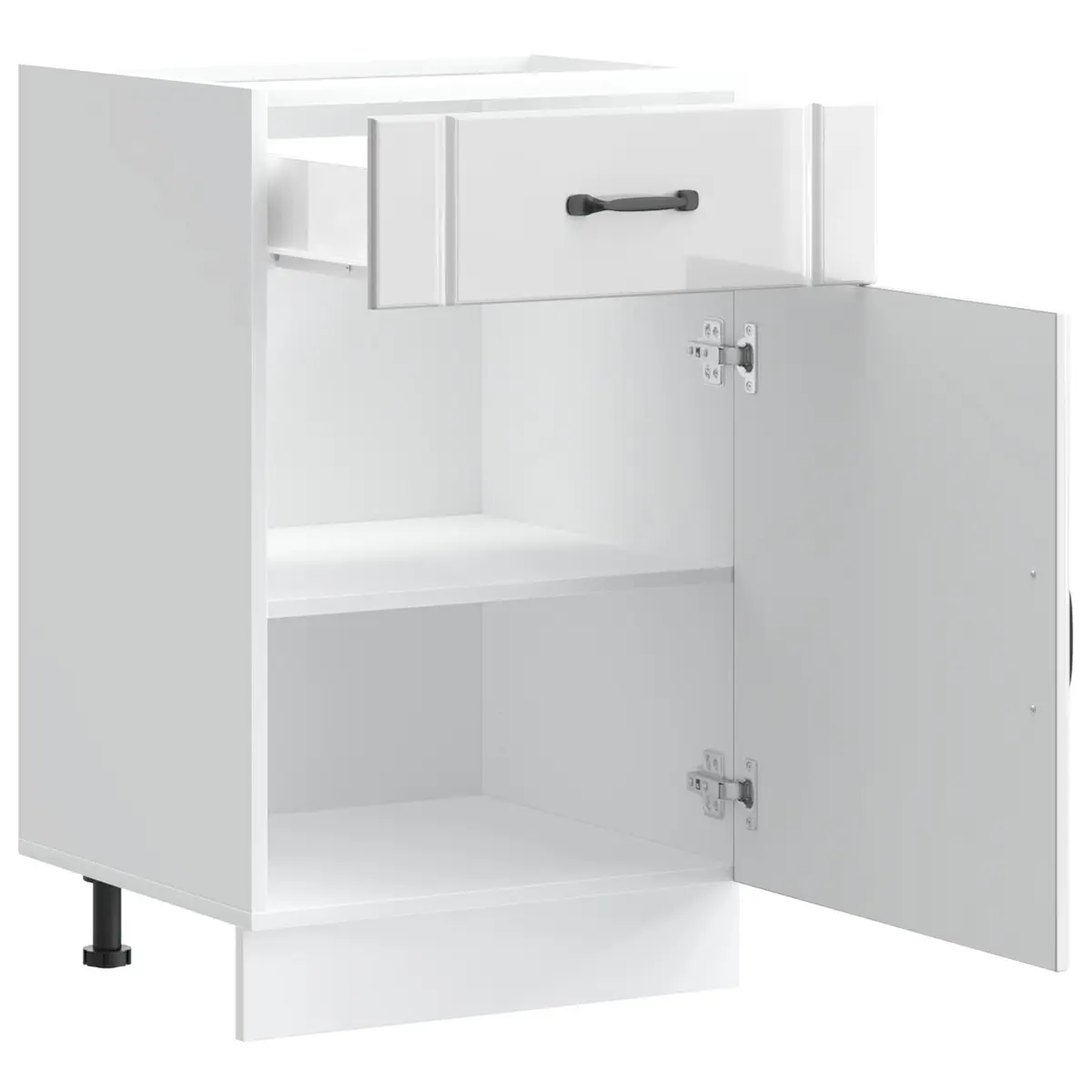 Kitchen Base Cabinet Sink Unit White High Gloss Engineered Wood 30 Inch