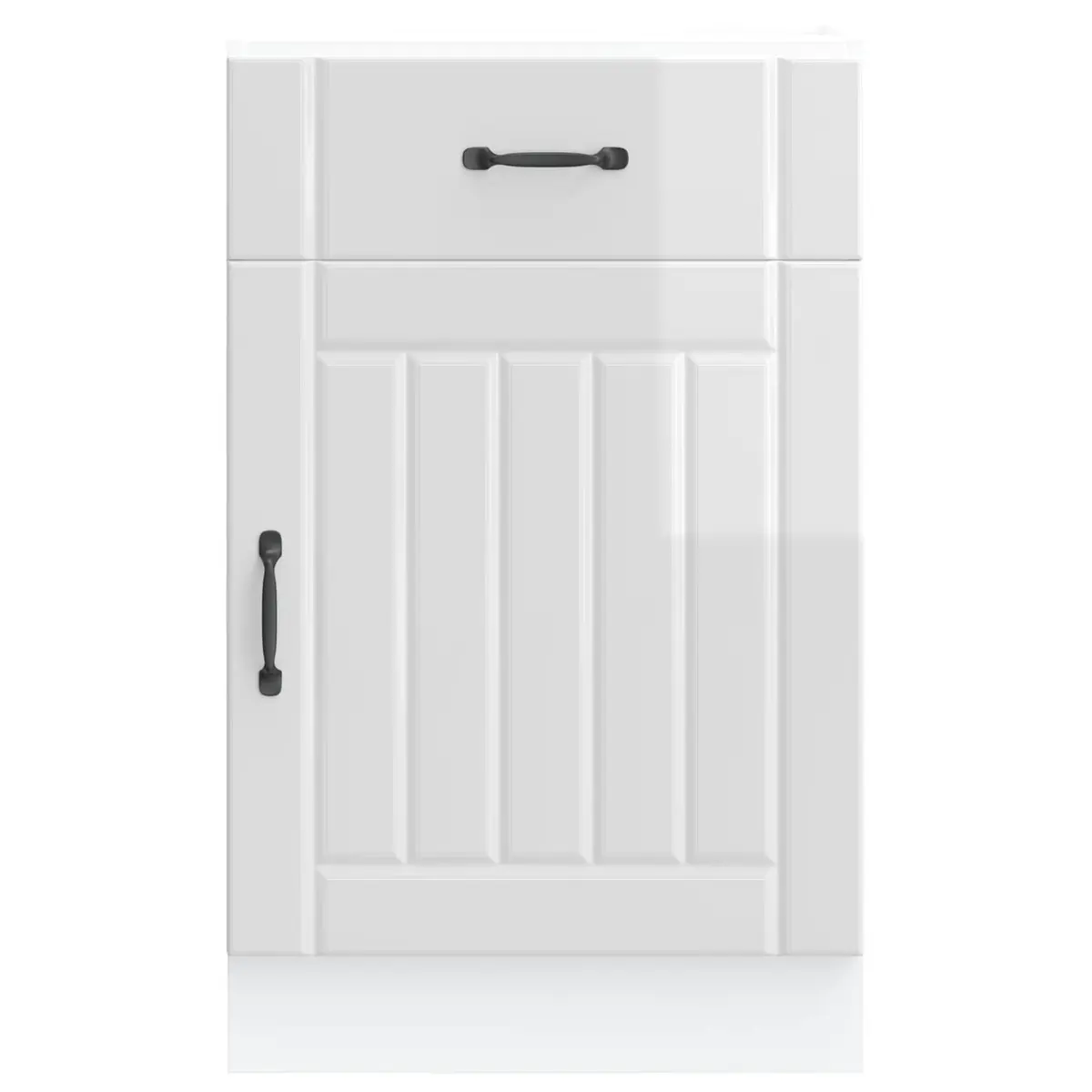 Kitchen Base Cabinet Sink Unit White High Gloss Engineered Wood 30 Inch
