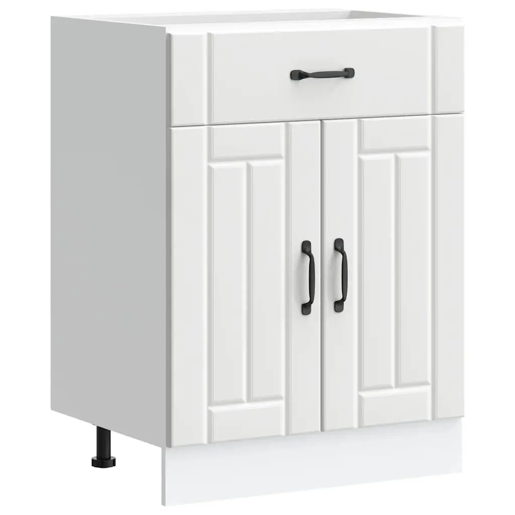 Kitchen Base Cabinet White Engineered Wood Storage Cupboard Sink Unit Doors
