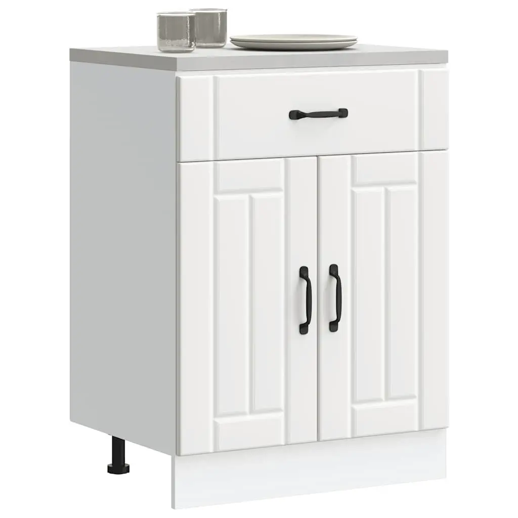 Kitchen Base Cabinet White Engineered Wood Storage Cupboard Sink Unit Doors