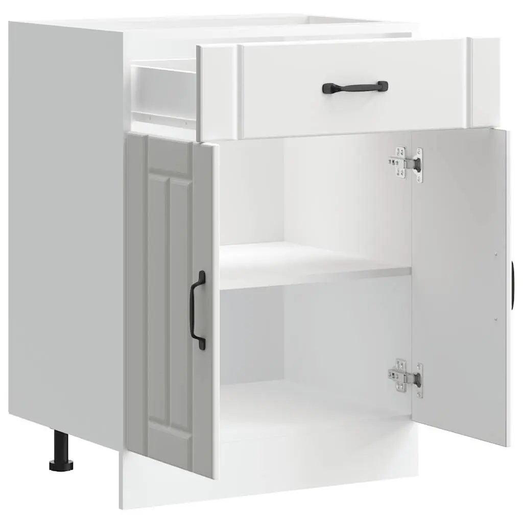 Kitchen Base Cabinet White Engineered Wood Storage Cupboard Sink Unit Doors