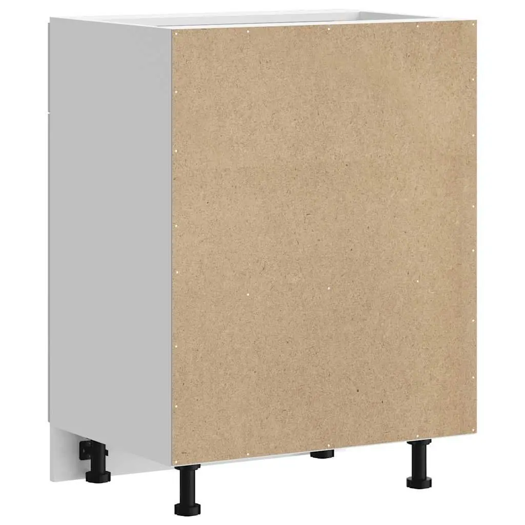 Kitchen Base Cabinet for Sink White High Gloss Engineered Wood Storage Cupboard