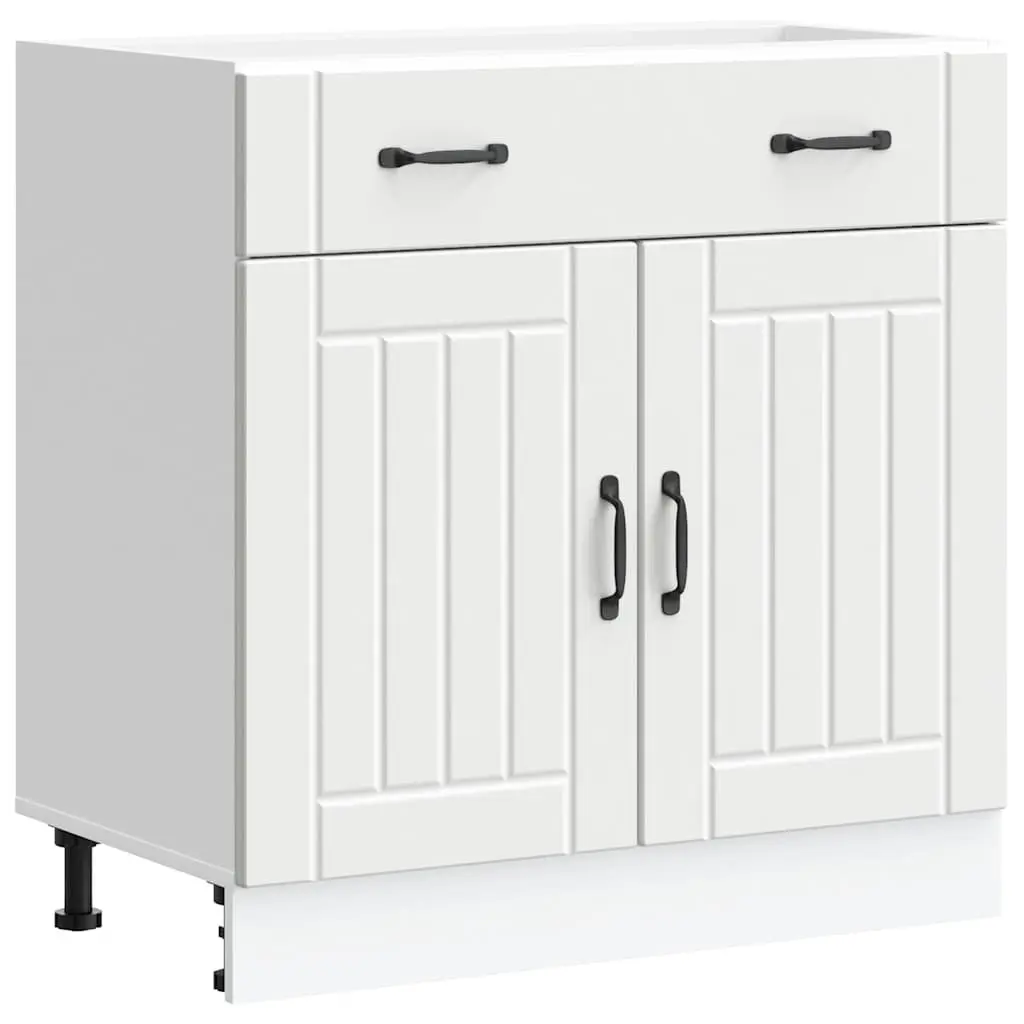 Kitchen Base Cabinet White Storage Cupboard Engineered Wood Size