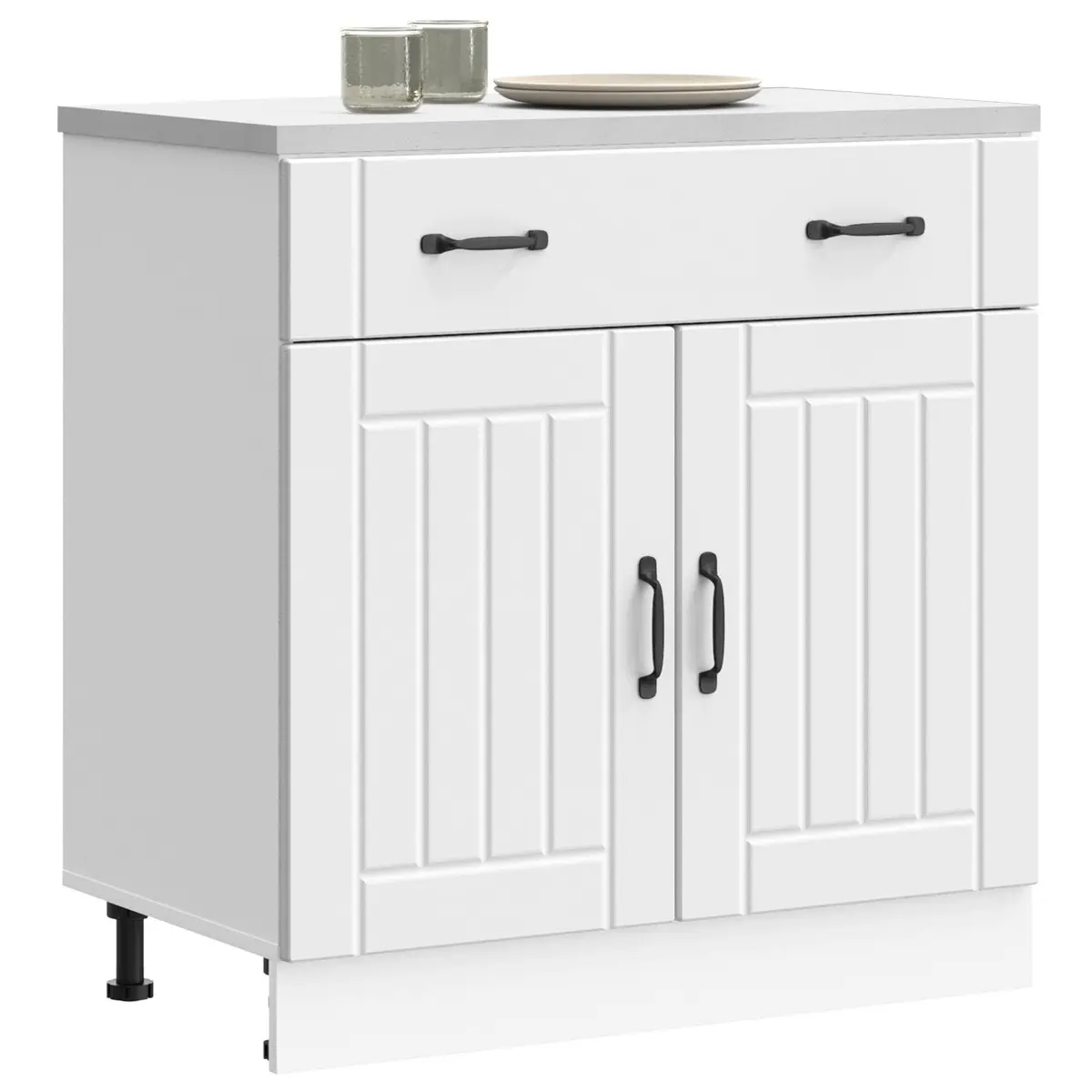 Kitchen Base Cabinet White Storage Cupboard Engineered Wood Size
