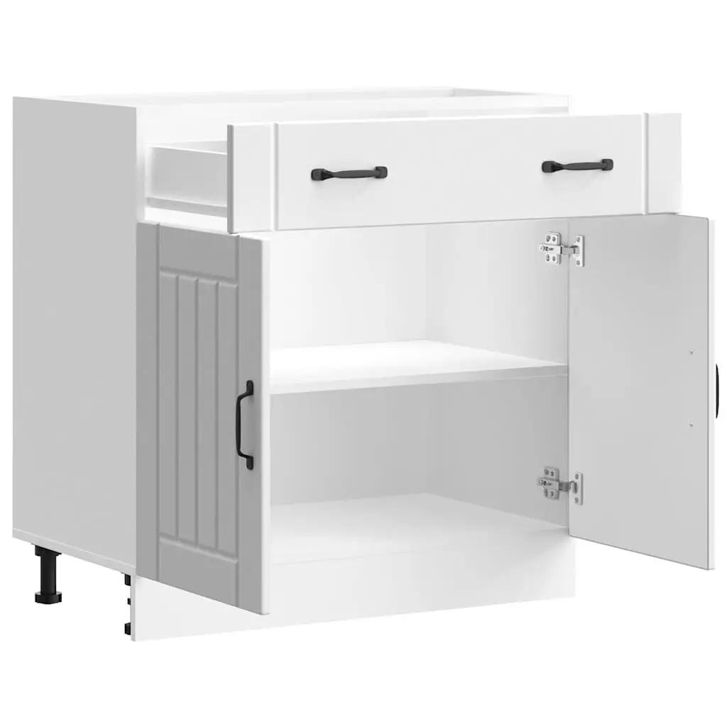 Kitchen Base Cabinet White Storage Cupboard Engineered Wood Size