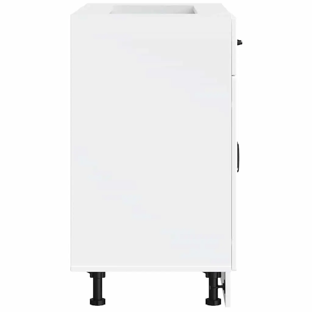 Kitchen Base Cabinet High Gloss White Engineered Wood Storage Cupboard Sink Unit