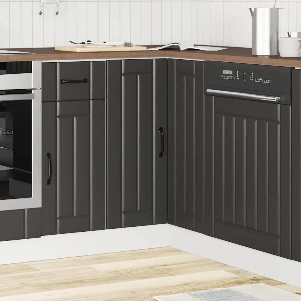 Engineered Wood Black Corner Base Cabinet