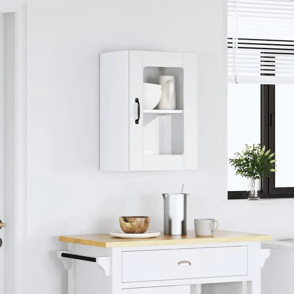 Kitchen Cabinet Wall-Mounted White Glass Door Storage Organiser