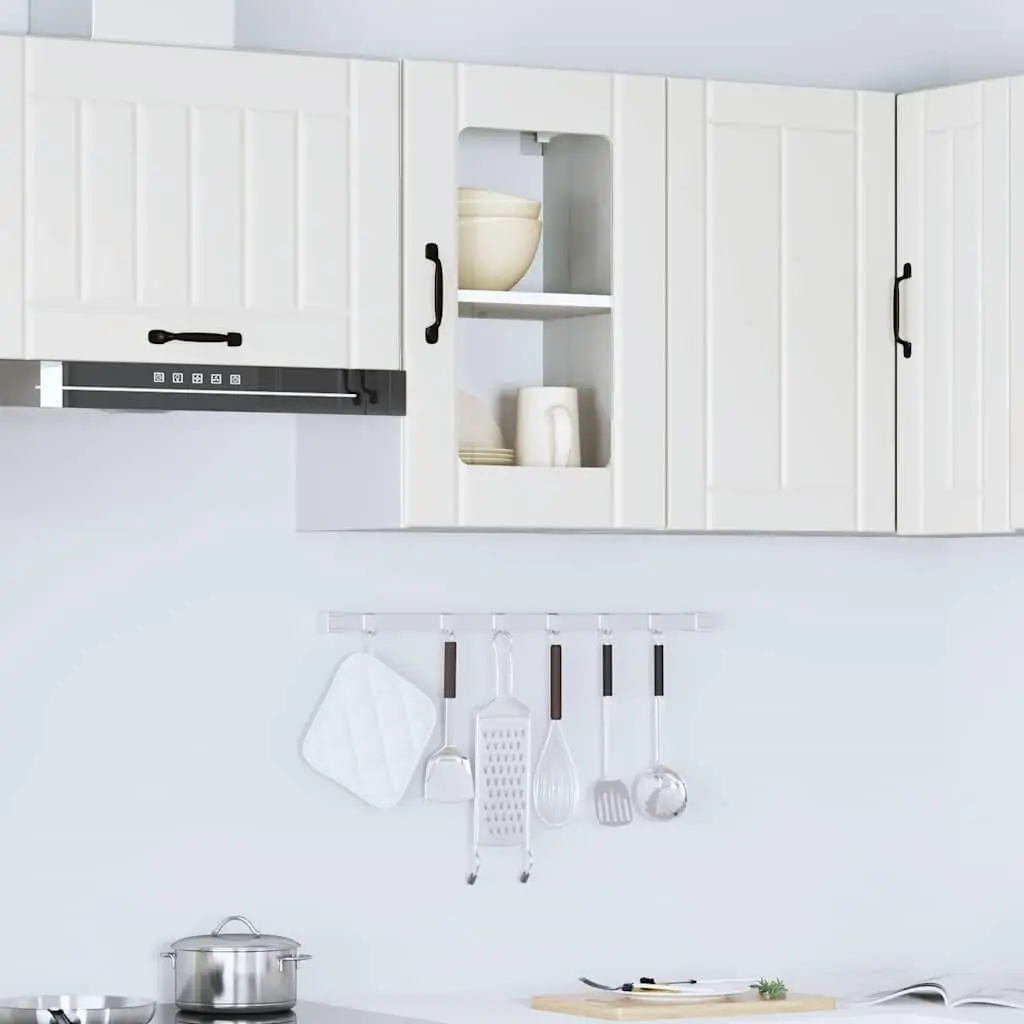Kitchen Cabinet Wall-Mounted White Glass Door Storage Organiser