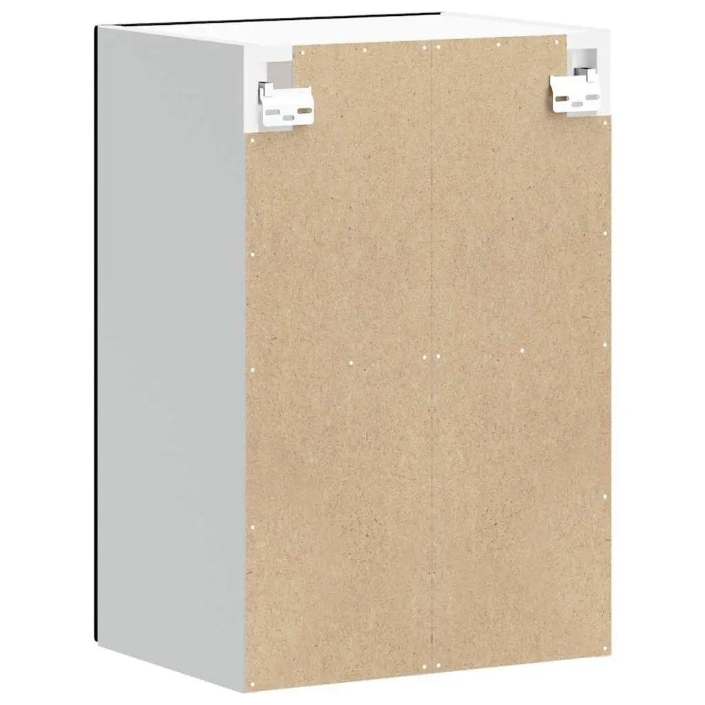 Kitchen Wall Cabinet Glass Door Black Engineered Wood Wall-Mounted Storage