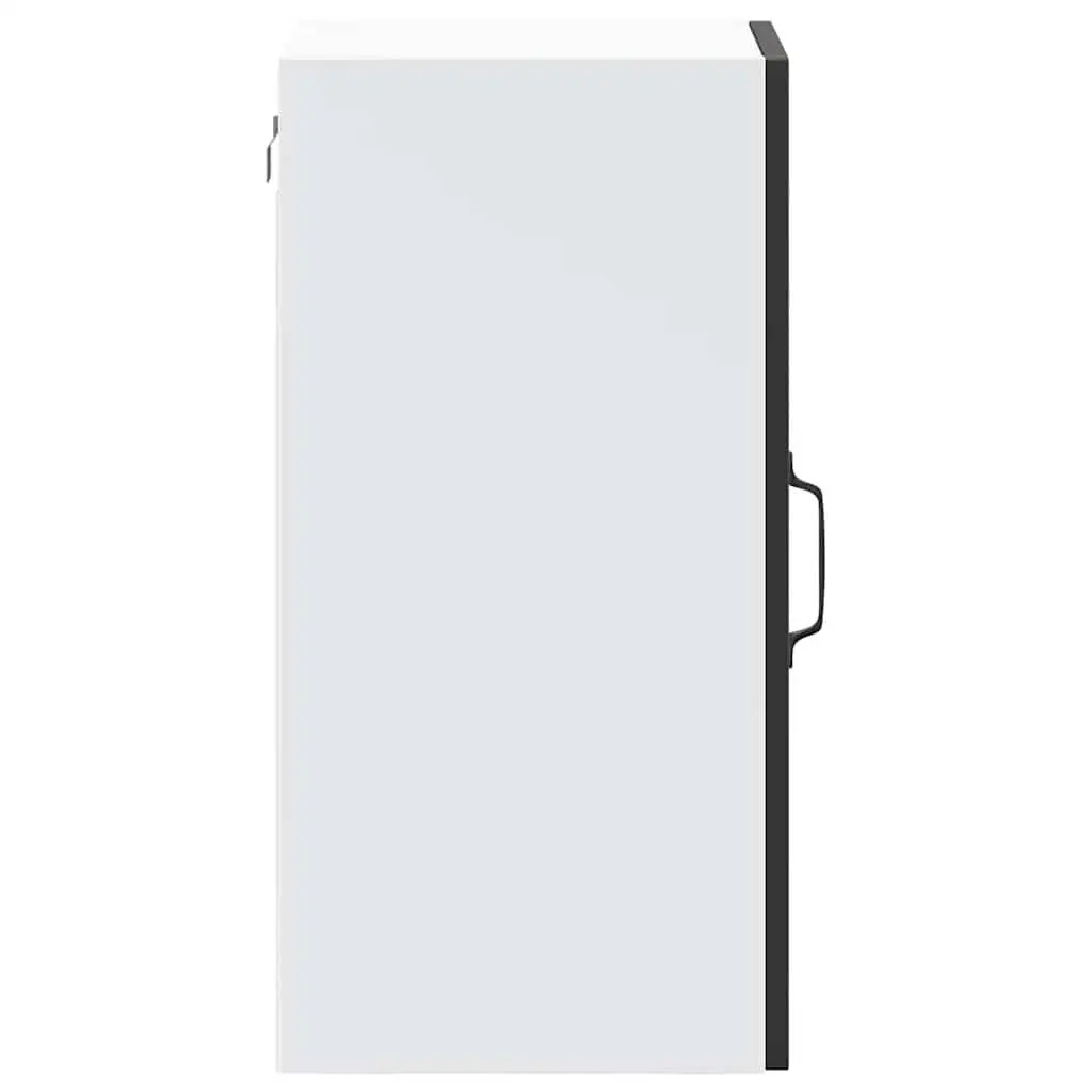 Kitchen Wall Cabinet Glass Door Black Engineered Wood Wall-Mounted Storage