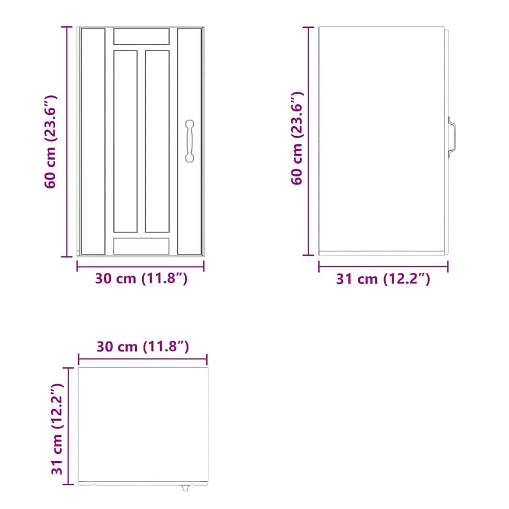 Wall-Mounted Cabinet for Kitchen Storage Black Engineered Wood with Glass Door