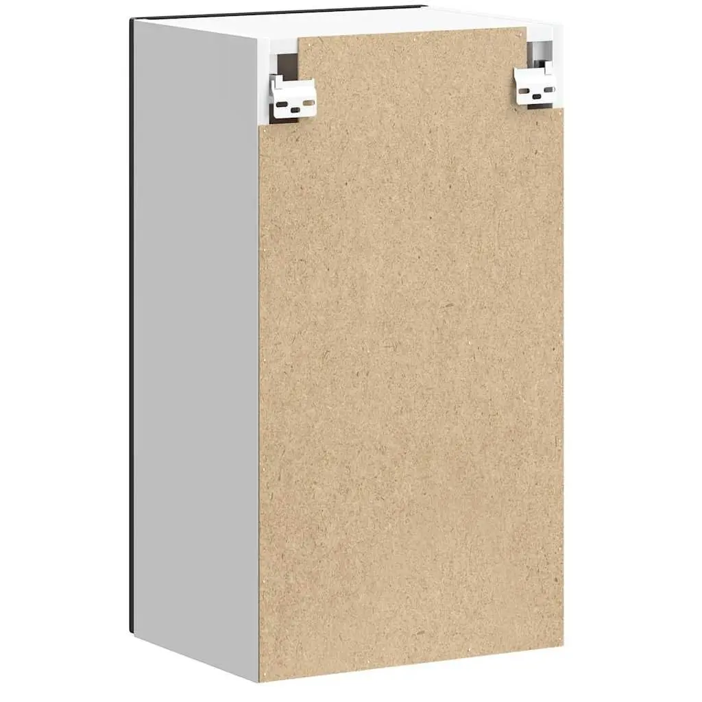 Wall-Mounted Cabinet for Kitchen Storage Black Engineered Wood with Glass Door