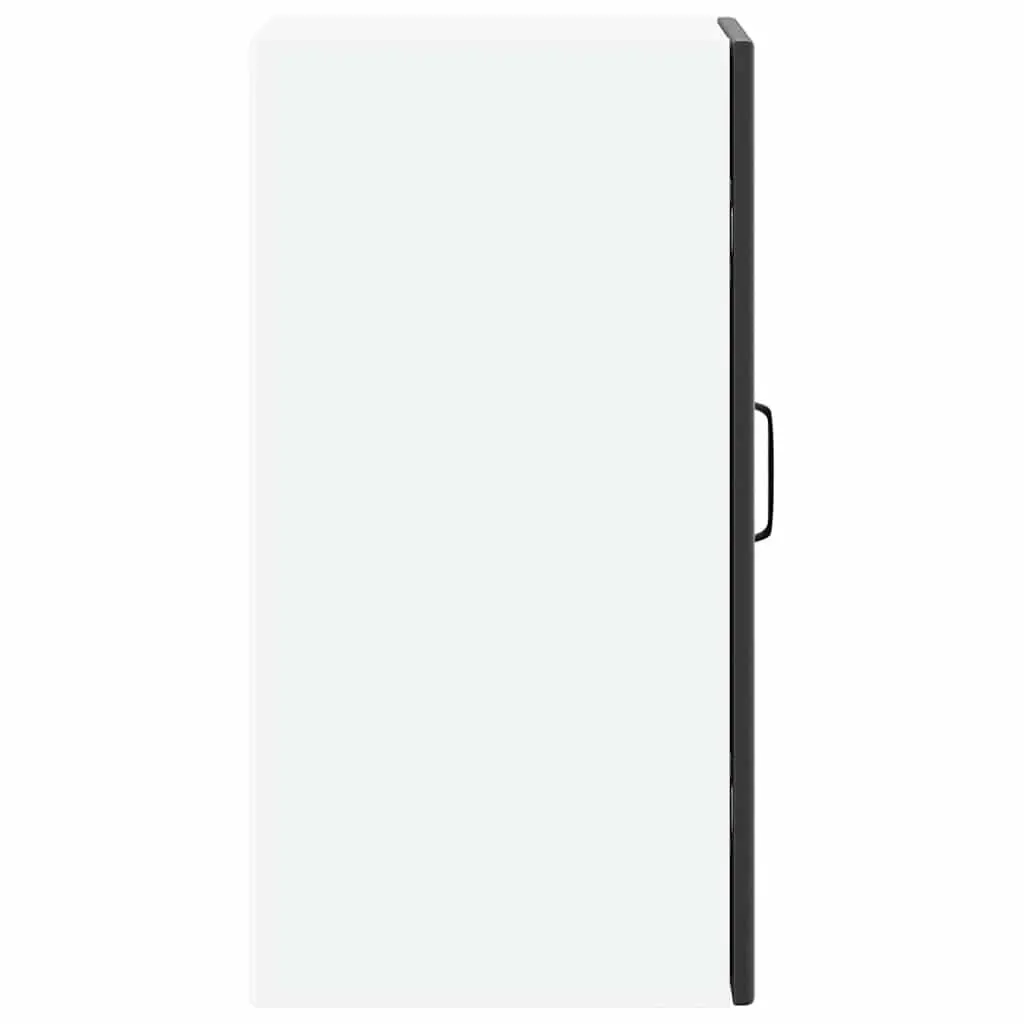 Wall-Mounted Cabinet for Kitchen Storage Black Engineered Wood with Glass Door
