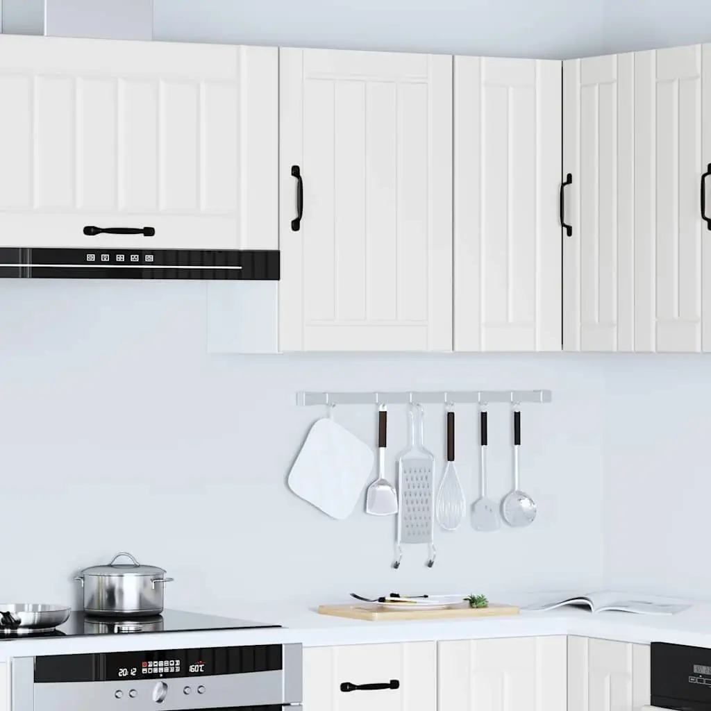 Kitchen Wall Cabinet White Engineered Wood Storage Glass Door Wall-Mounted