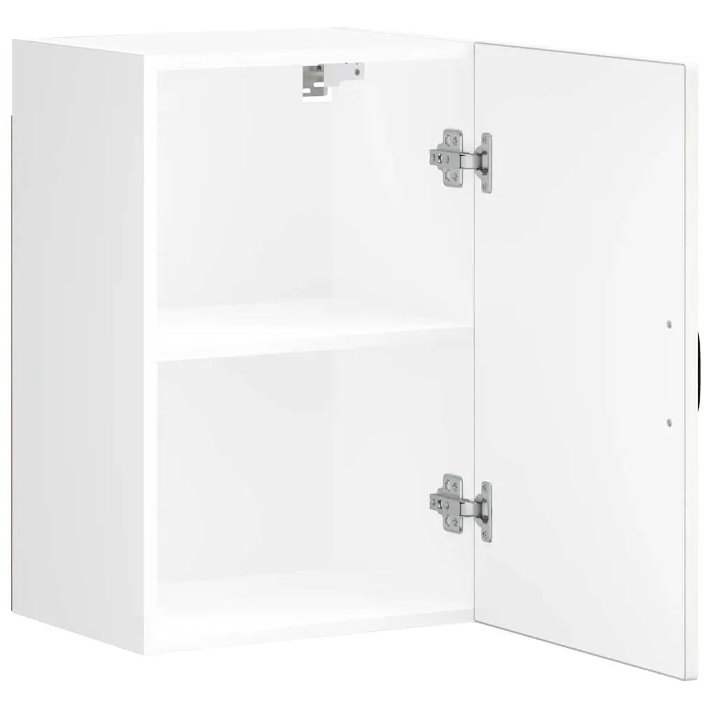 Kitchen Wall Cabinet White Engineered Wood Storage Glass Door Wall-Mounted