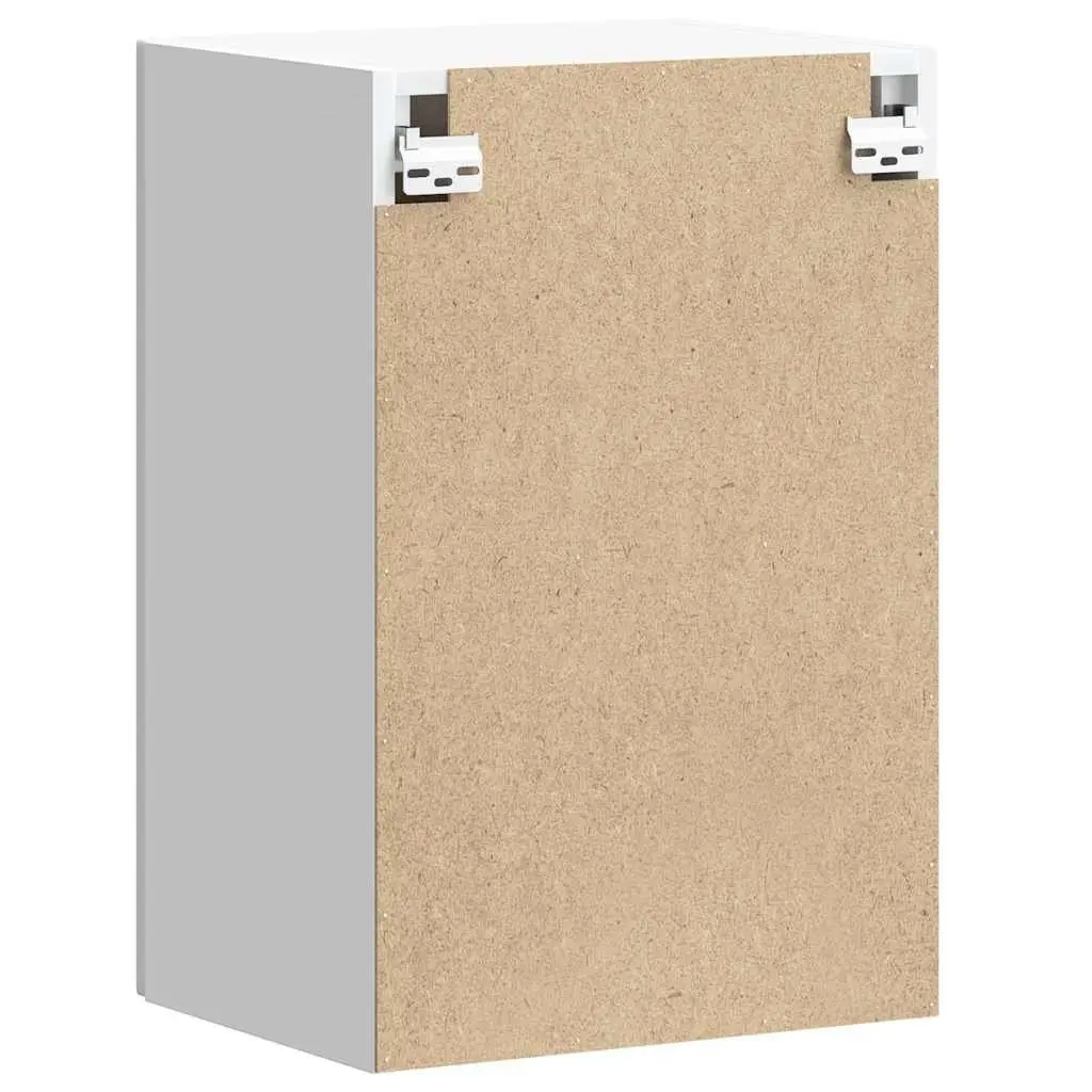 Kitchen Wall Cabinet White Engineered Wood Storage Glass Door Wall-Mounted