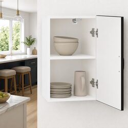 Kitchen Wall Cabinet with Glass Door - Black Engineered Wood