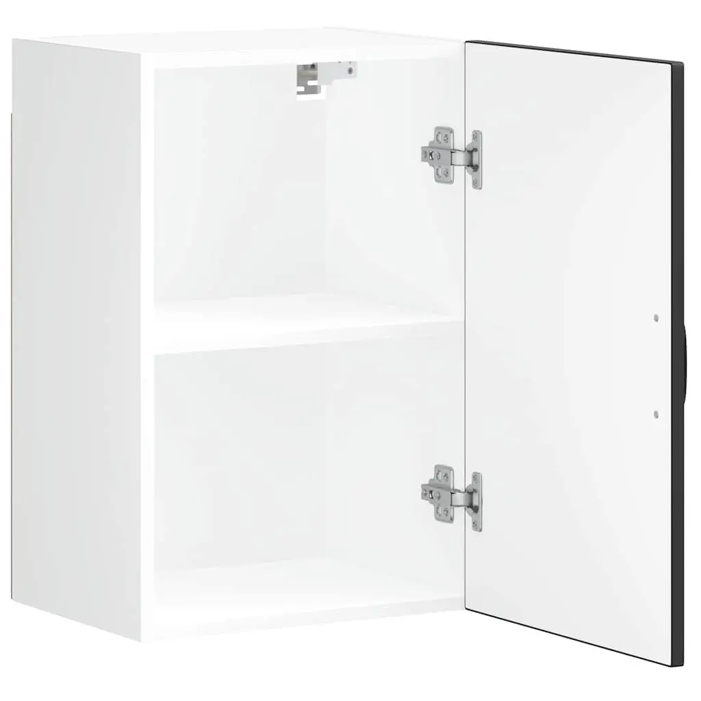 Black Engineered Wood Wall Mounted Kitchen Cabinet with Glass Door Storage Shelves