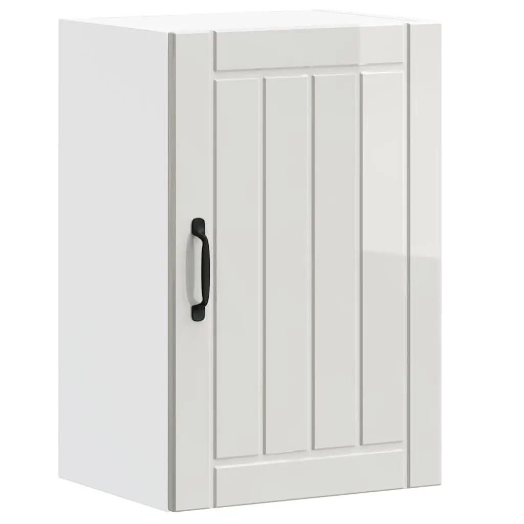 White Engineered Wood Wall-Mounted Kitchen Cabinet with Glass Door