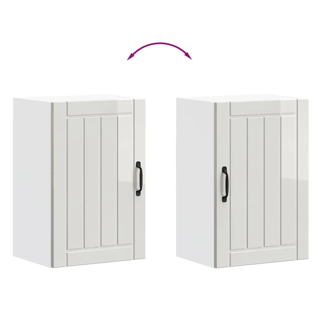 White Engineered Wood Wall-Mounted Kitchen Cabinet with Glass Door