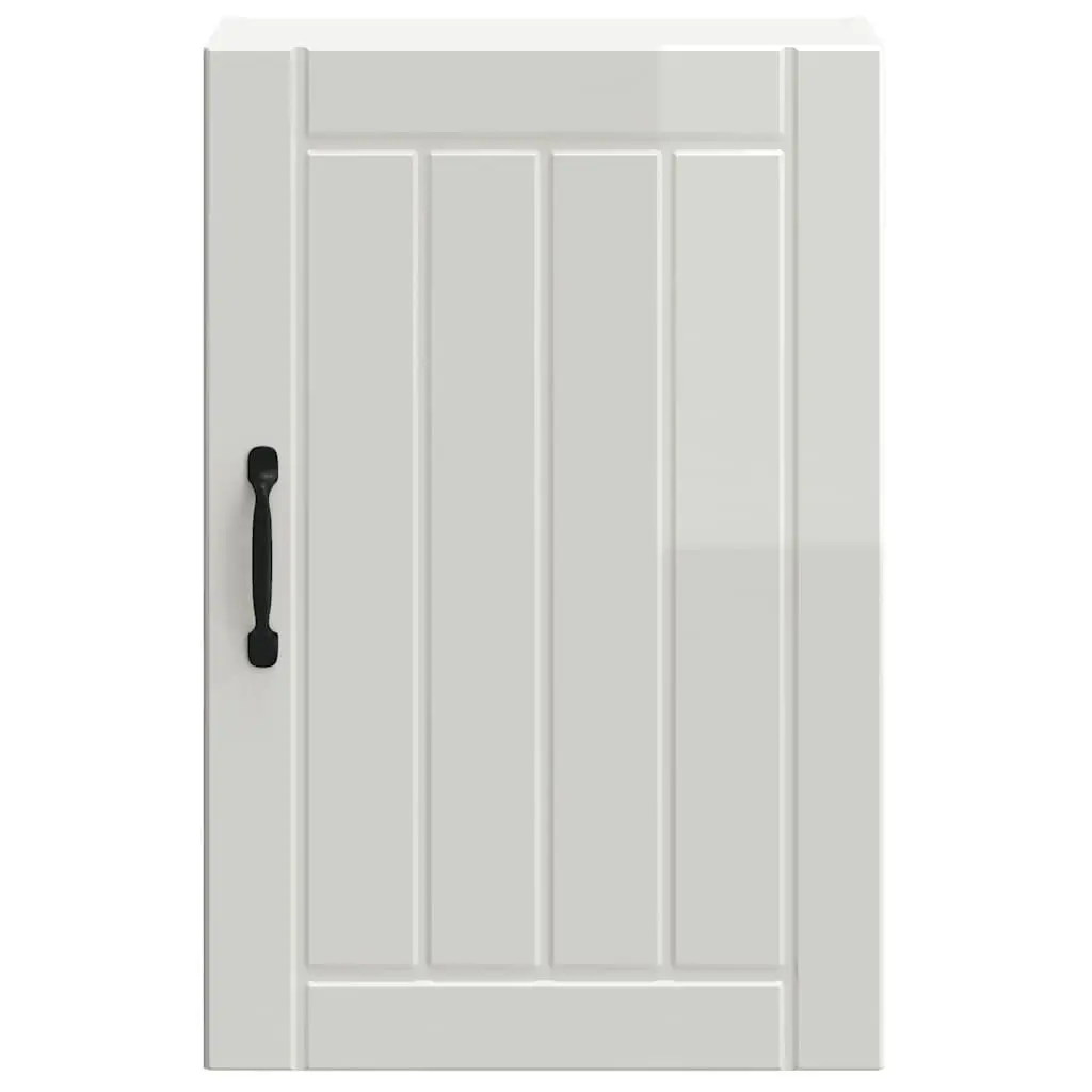 White Engineered Wood Wall-Mounted Kitchen Cabinet with Glass Door