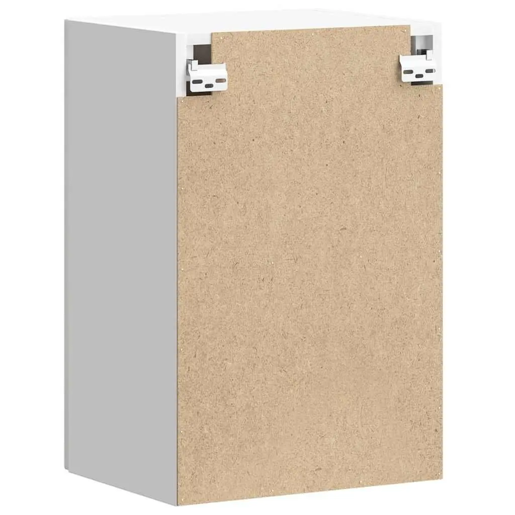 White Engineered Wood Wall-Mounted Kitchen Cabinet with Glass Door