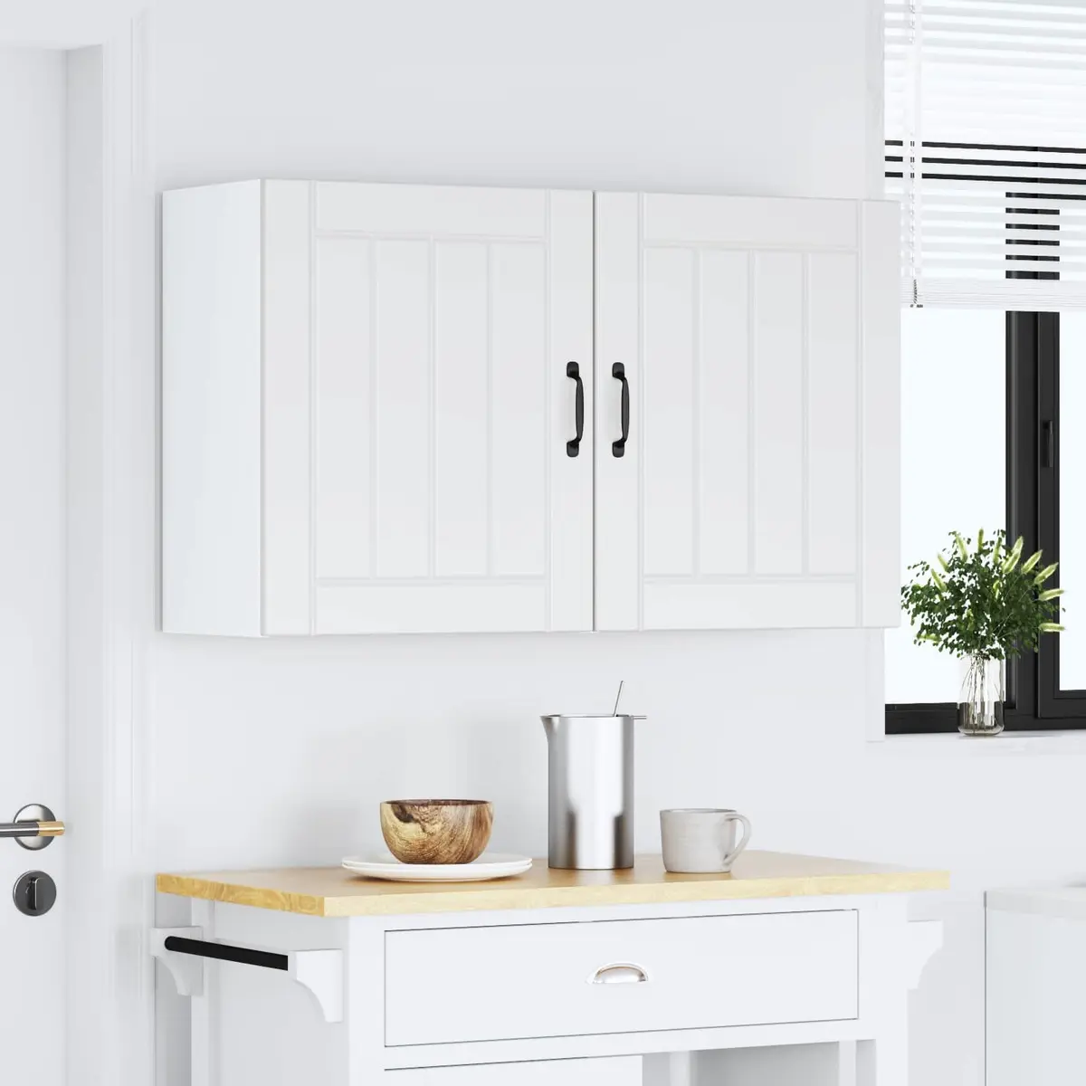 White Kitchen Wall Cabinets, 2 pcs