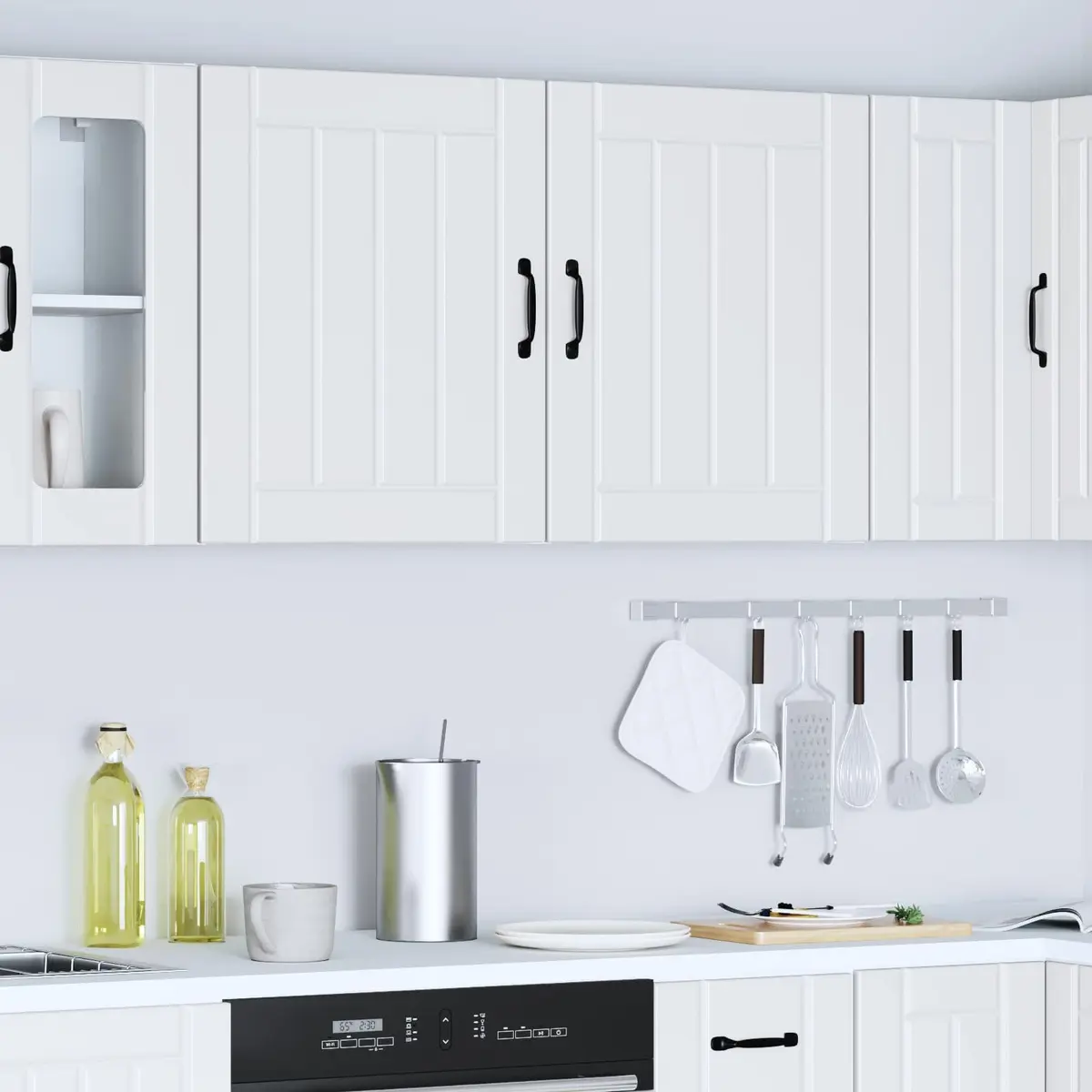 White Kitchen Wall Cabinets, 2 pcs