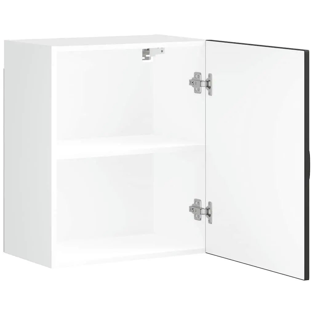 Kitchen Wall Cabinet Black Engineered Wood Glass Door Storage Organiser