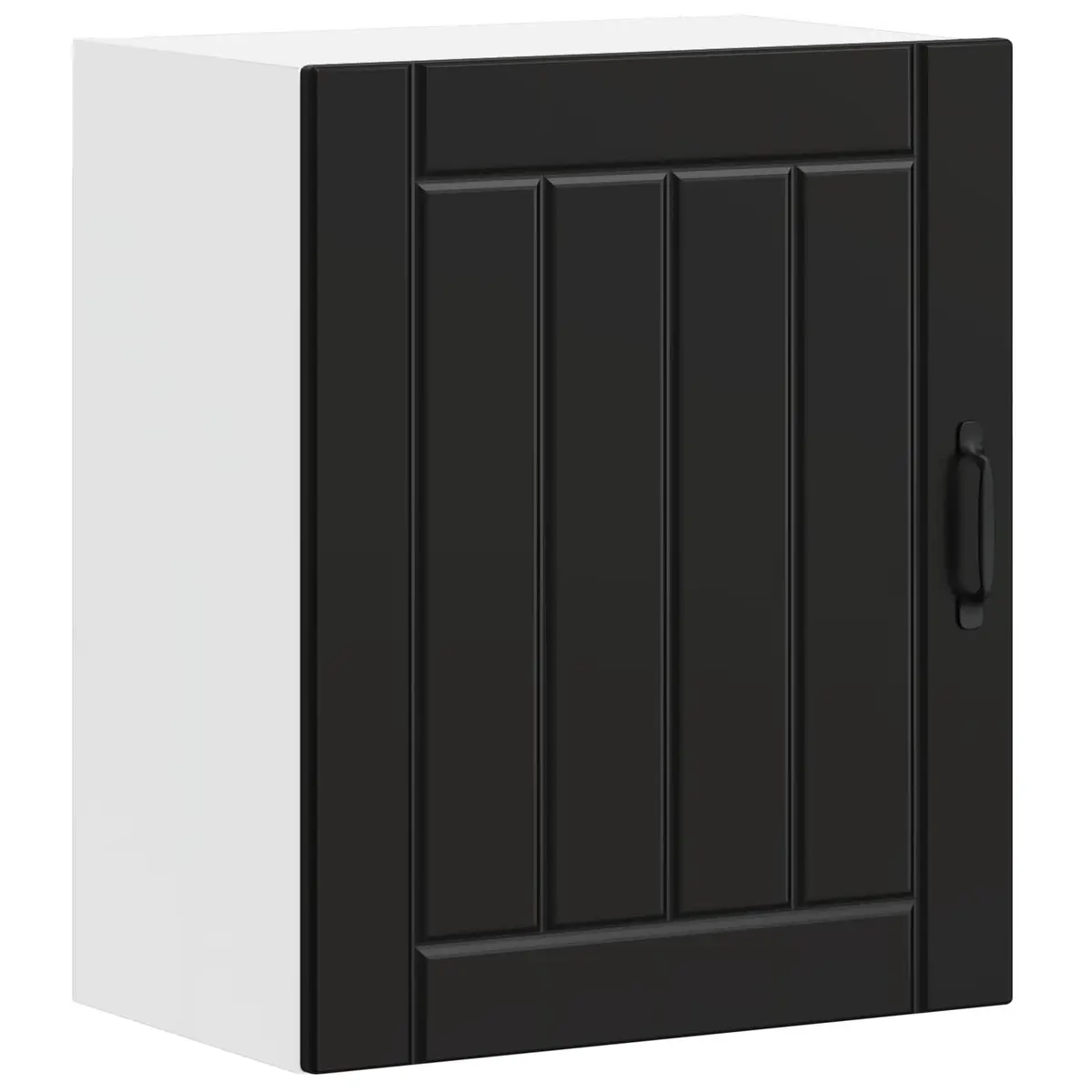 Kitchen Wall Cabinet Black Engineered Wood Glass Door Storage Organiser